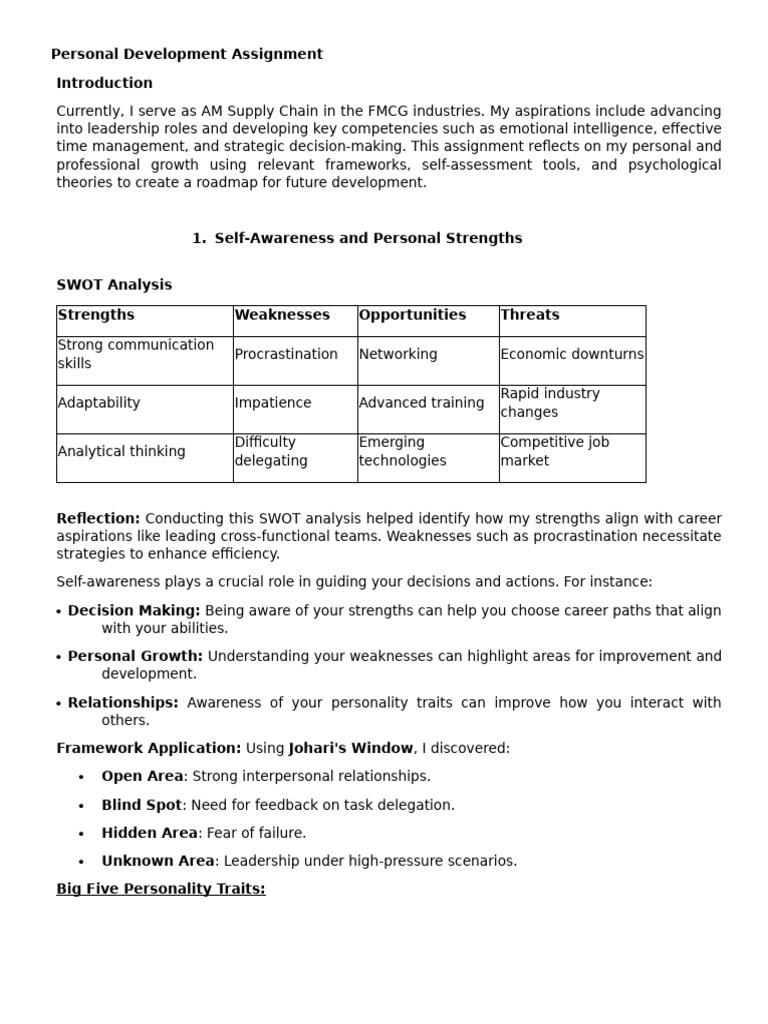 Personal Development in Leadership Skills | PDF | Leadership ...