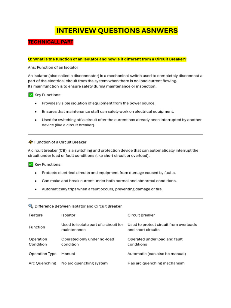Electrical Engineer Interviews Questions 1761369943 | PDF | Electrical ...