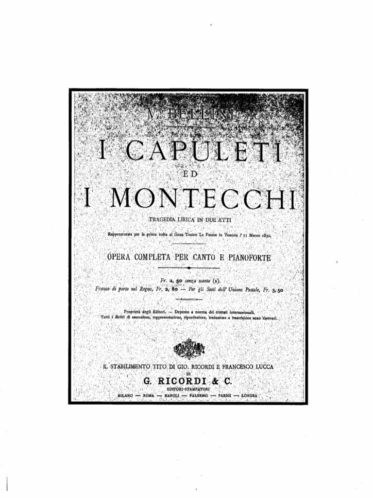 Bellini. I Capuleti e i Montecchi. Castel | PDF