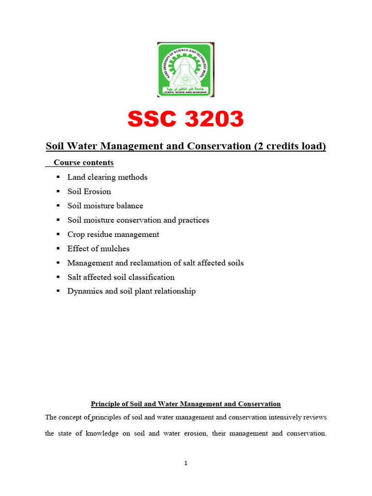Soil Water Management and Conservation Guide | PDF | Soil | Erosion