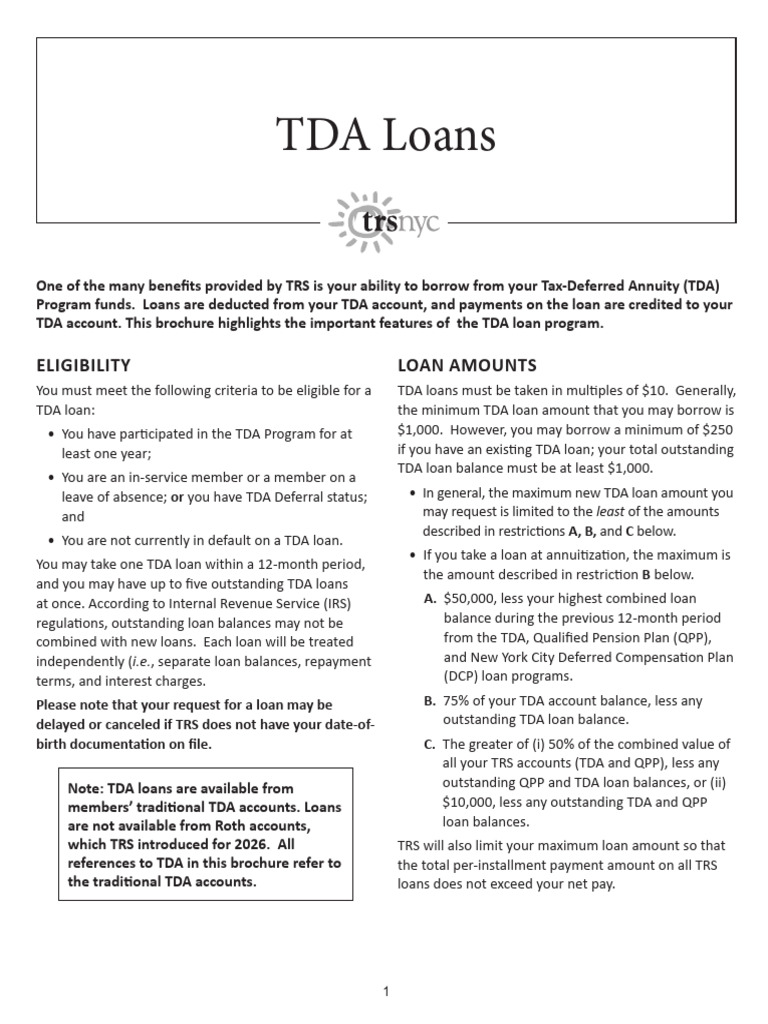 TDA Loan Program Overview and Guidelines | PDF | Loans | Interest