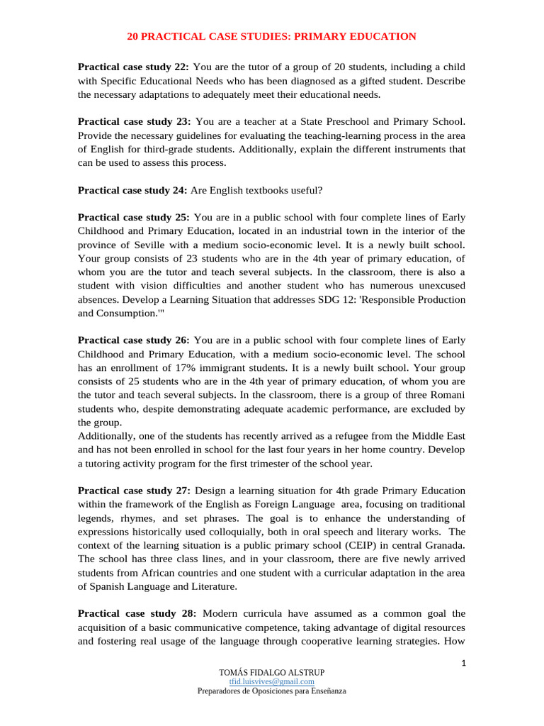 Practical Case Studies in Primary Education | PDF | Learning Disability ...