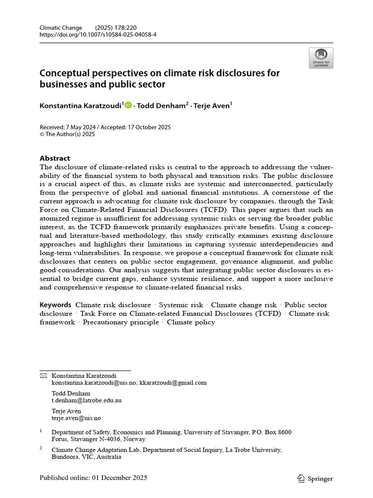 Climate Risk Disclosure Framework Proposal | PDF | Climate Resilience ...