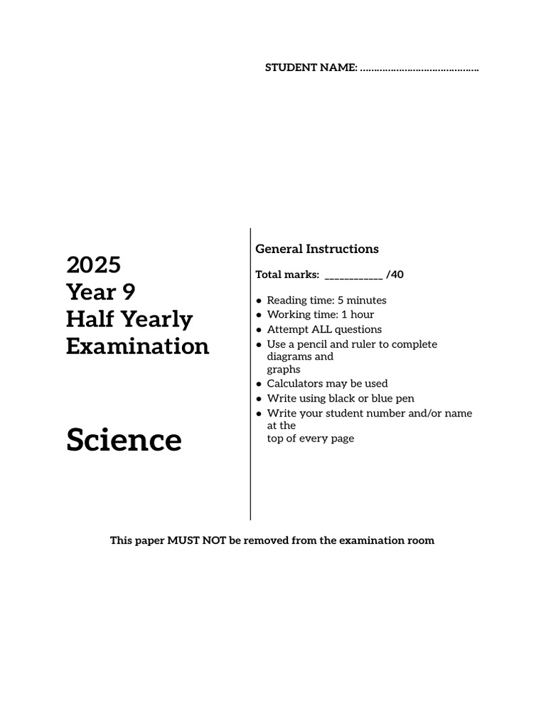 Year 9 Science Half-Yearly Exam 2025 | PDF | Series And Parallel ...