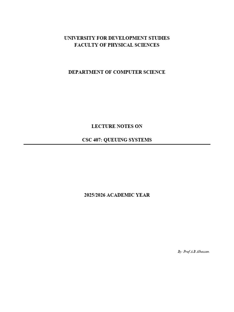 Queuing Systems Lecture Notes | PDF | Stochastic Process | Queue ...