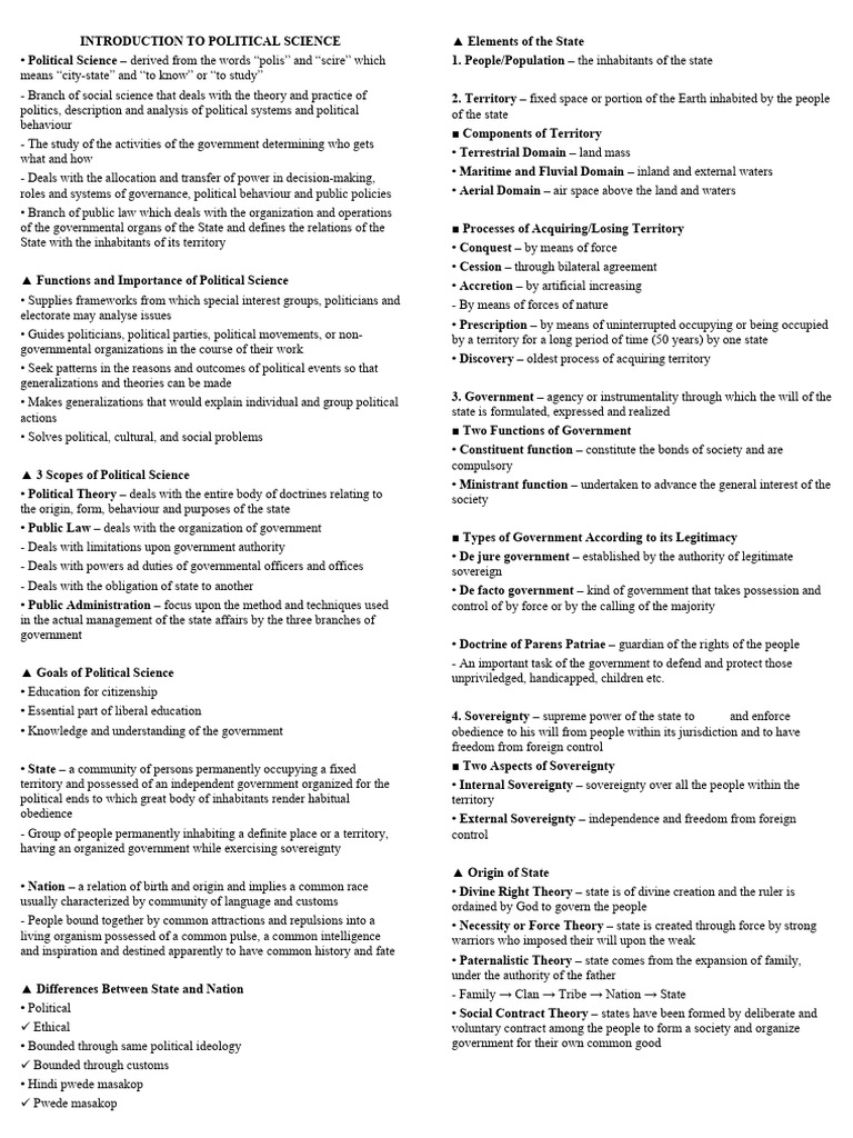465457559-Introduction-to-Political-Science | PDF | Philippines | State ...