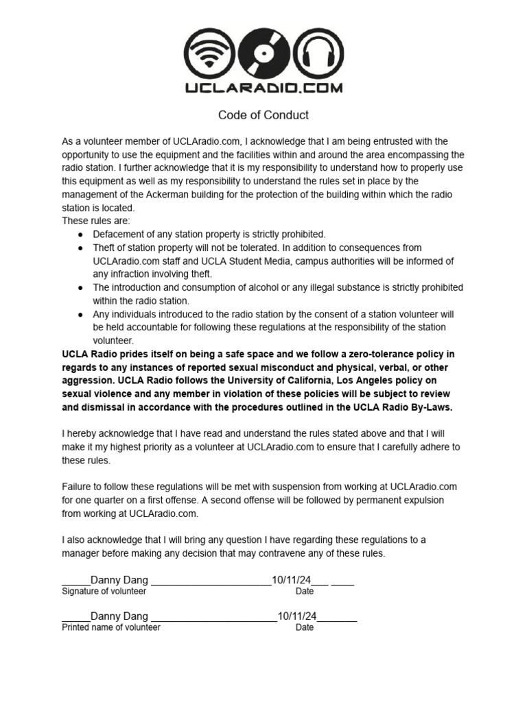 UCLA Radio Code of Conduct | PDF