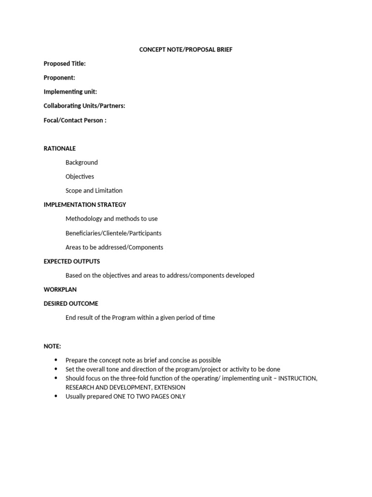 Concise Concept Note Proposal Guide | PDF