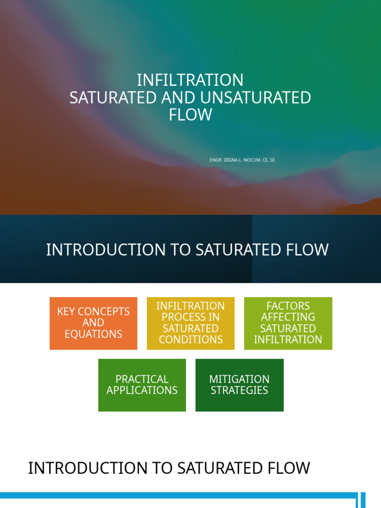 Saturated Flow and Infiltration Insights | PDF | Soil | Porosity