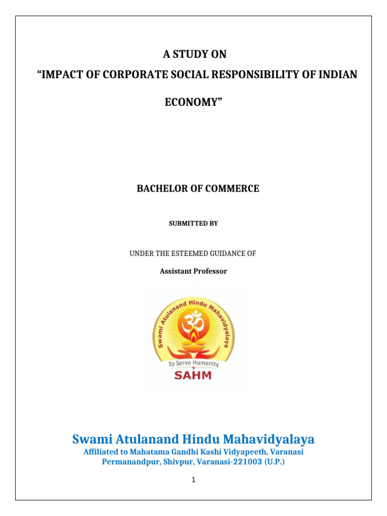 CSR's Impact on India's Economy | PDF | Corporate Social Responsibility ...