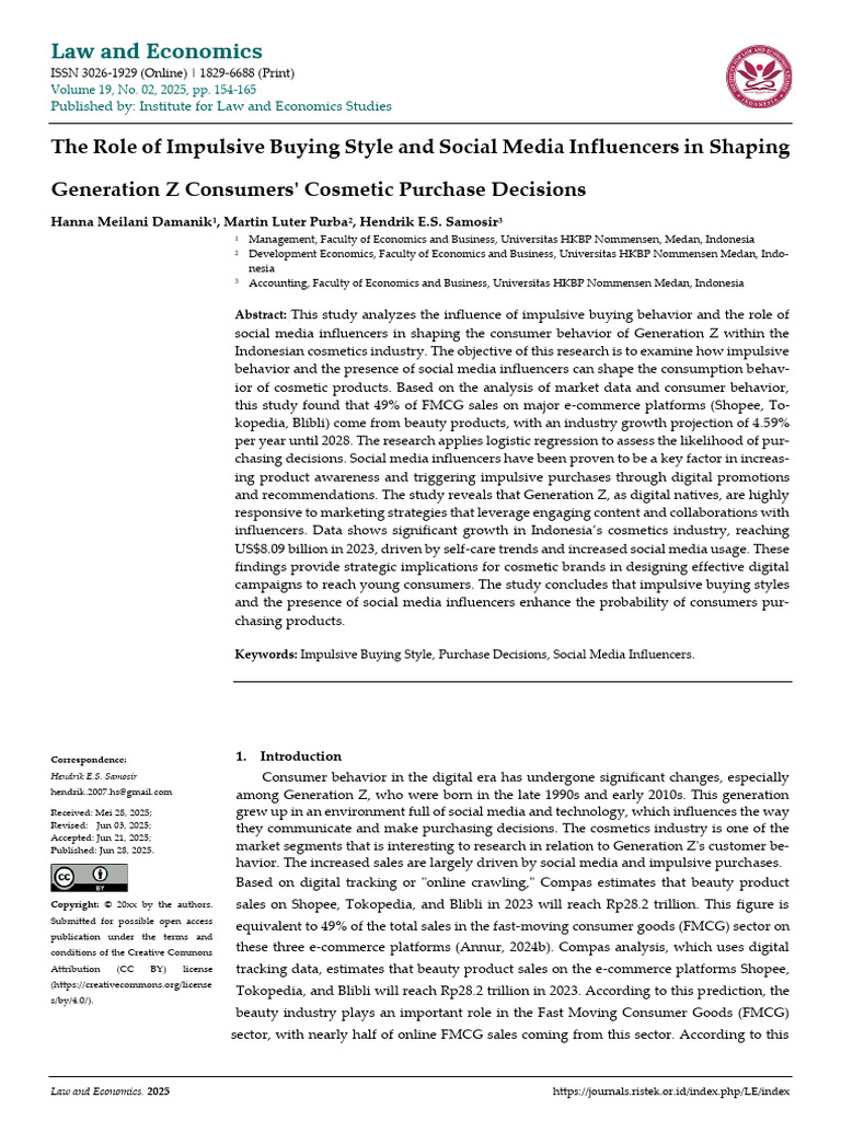 The Role of Impulsive Buying Style and Social Media Influencers in ...