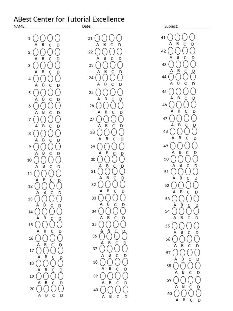 359060243 AnswerSheet 60 Items | PDF