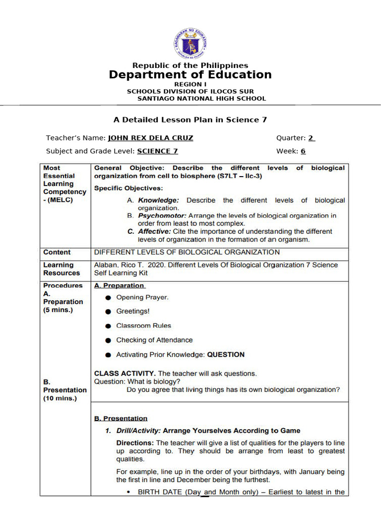 Science 7 Detailed Lesson Plan | PDF