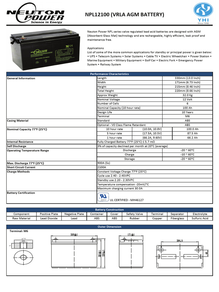 7.20 Battery 100AH NPL12100 25feb20 (2P) | PDF