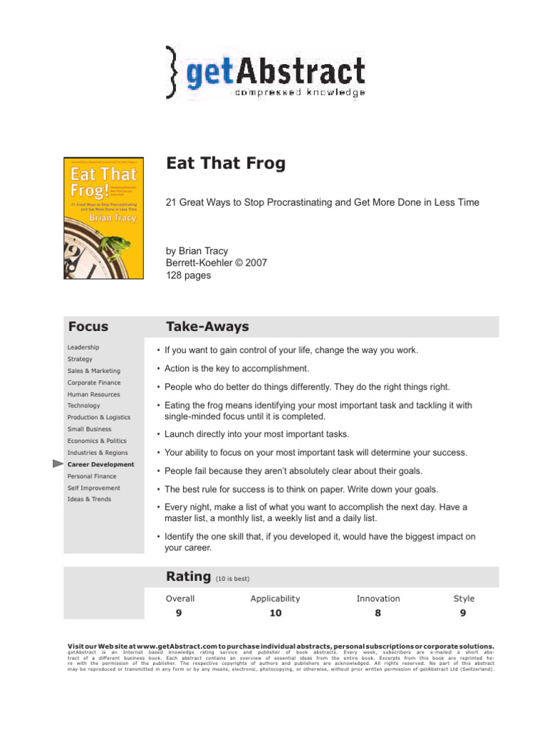 Master Time Management: Eat That Frog | PDF | Time Management ...