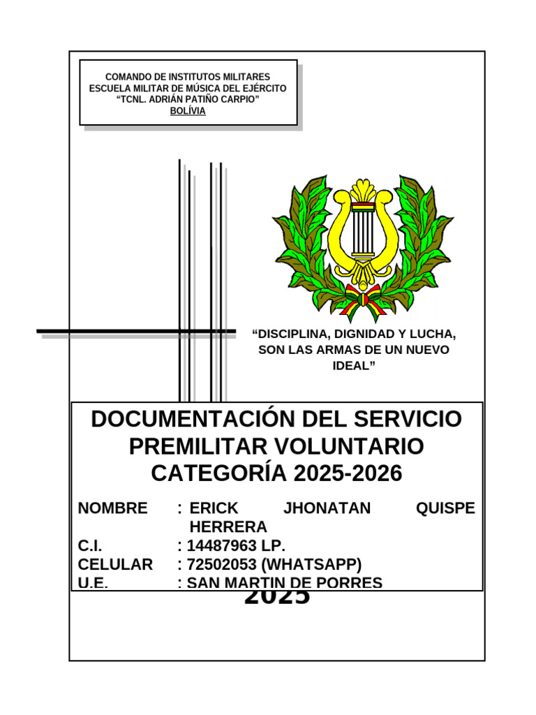 Documentación Servicio Premilitar 2025 | PDF