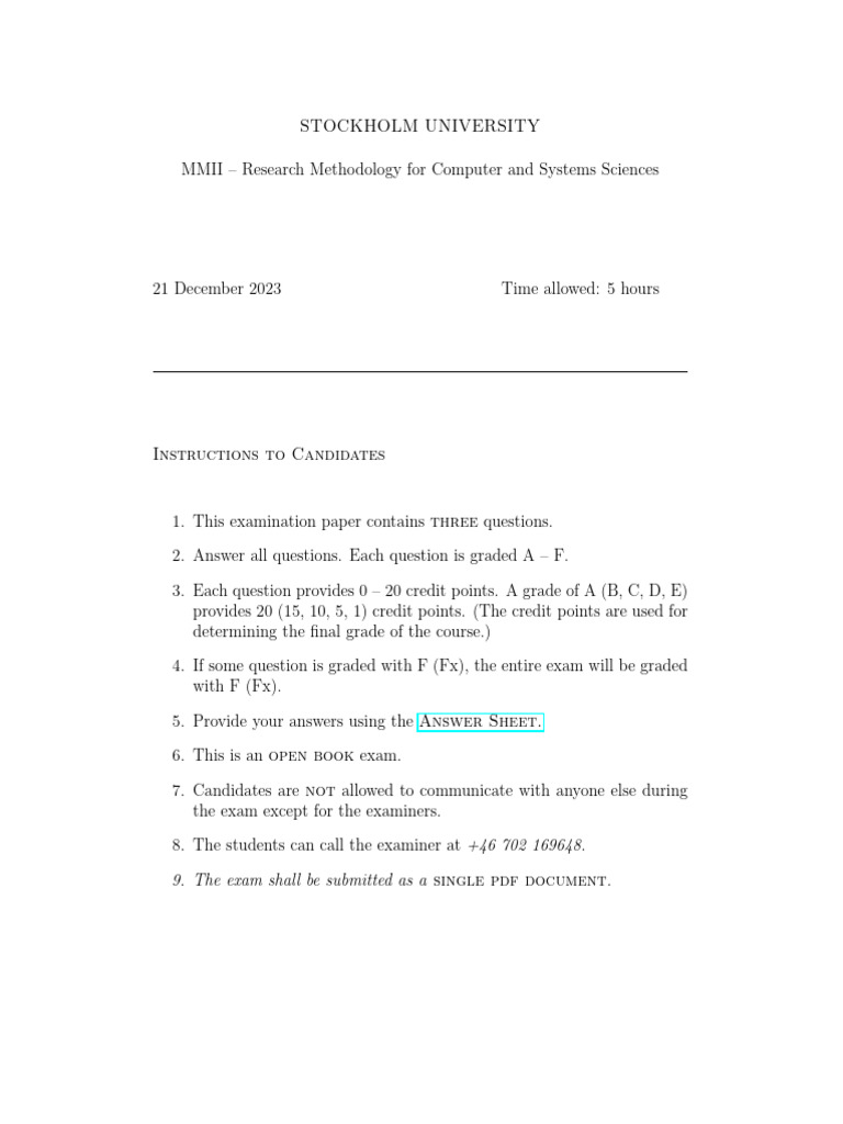 Computer Science Research Exam Guidelines | PDF | Evaluation | Learning
