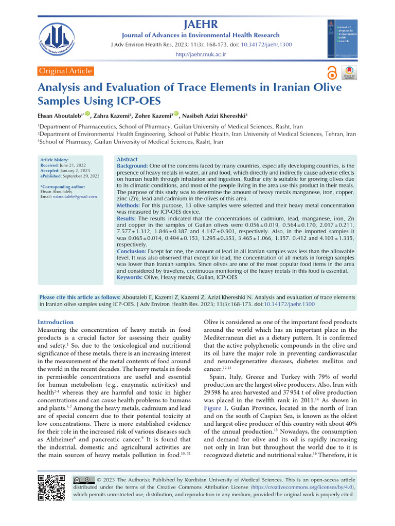 Analysis and Evaluation of Trace Element | PDF | Cadmium | Nitric Acid
