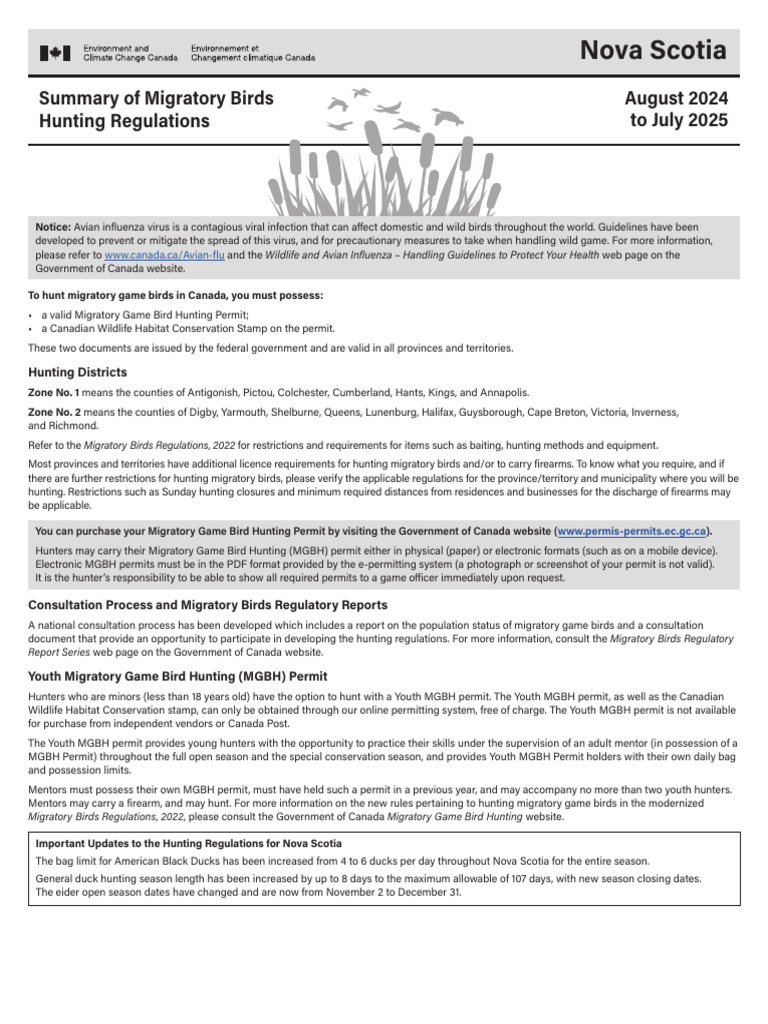 2024-2025 Migratory Bird Hunting Rules | PDF | Hunting | Influenza
