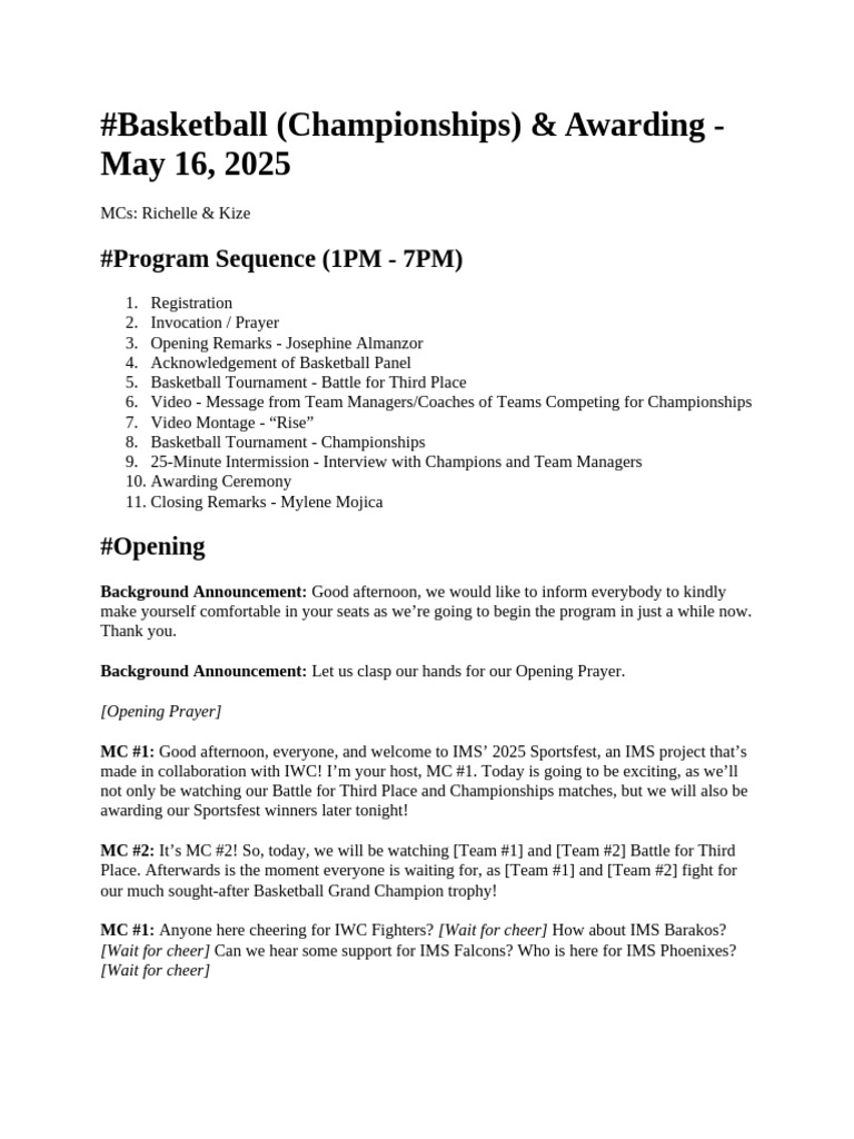 2025 Basketball Championships Program | PDF | Chess Theory | Chess