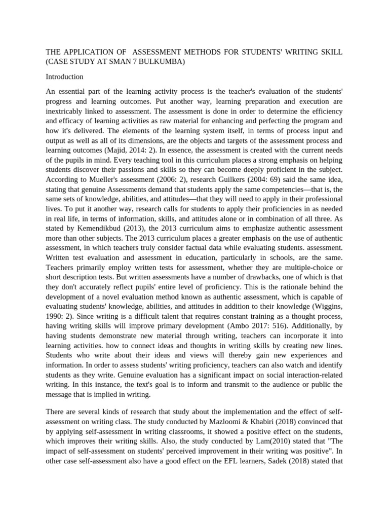 Assessment Methods for Writing Skills | PDF | Educational Assessment ...