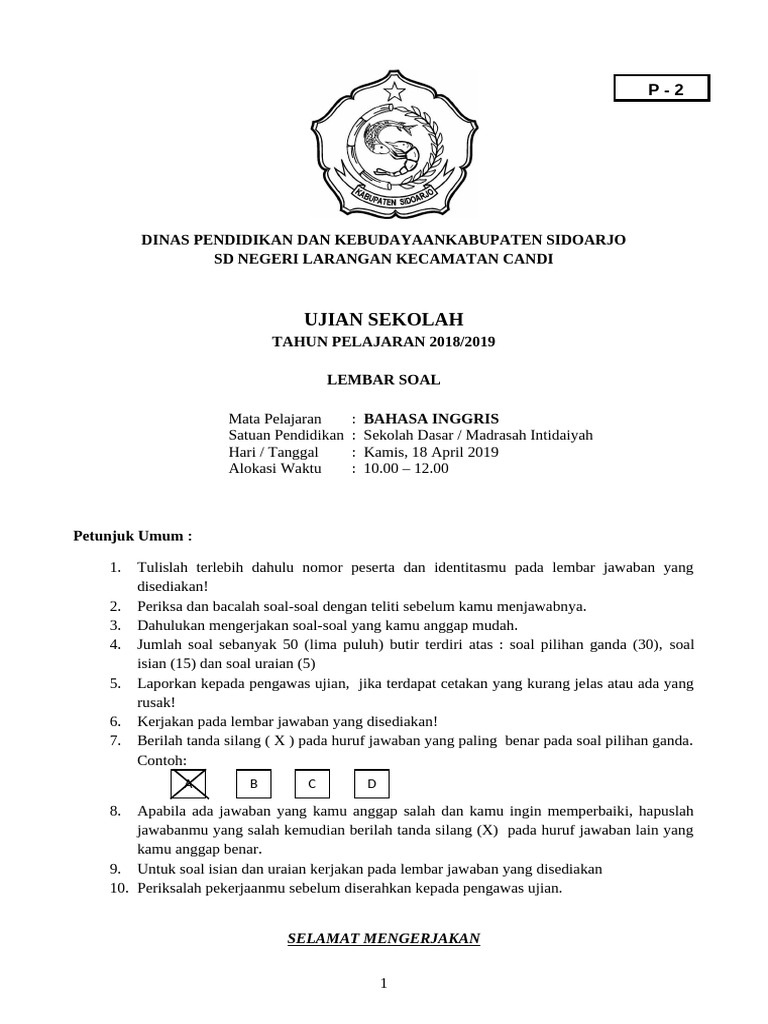 Soal Usek b.inggris (Pakek) | PDF