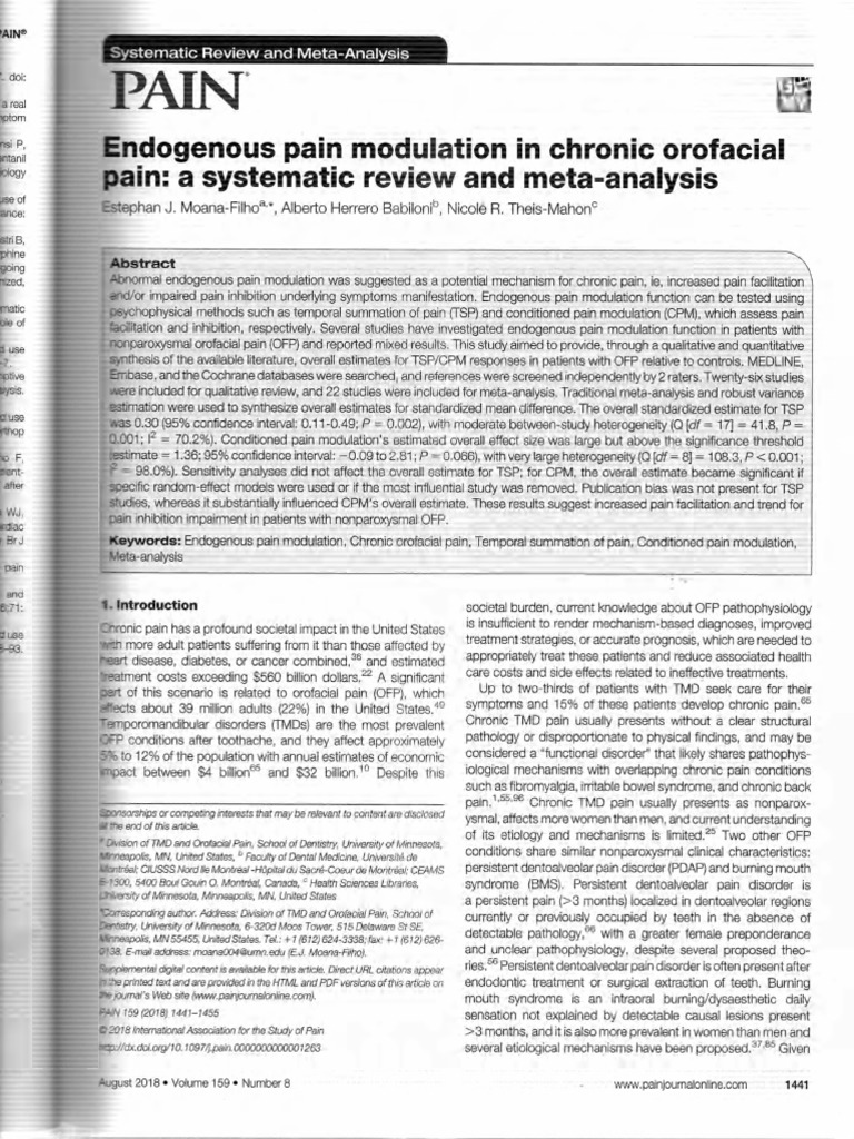 Endogenous Pain Modulation in OFP Analysis | PDF | Pain | Meta Analysis
