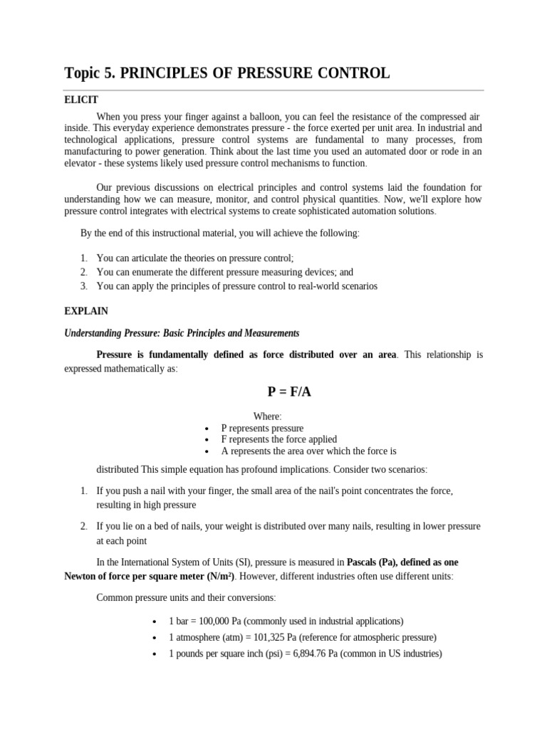6. Lecture Notes - Principles of Pressure Control | PDF | Pressure ...