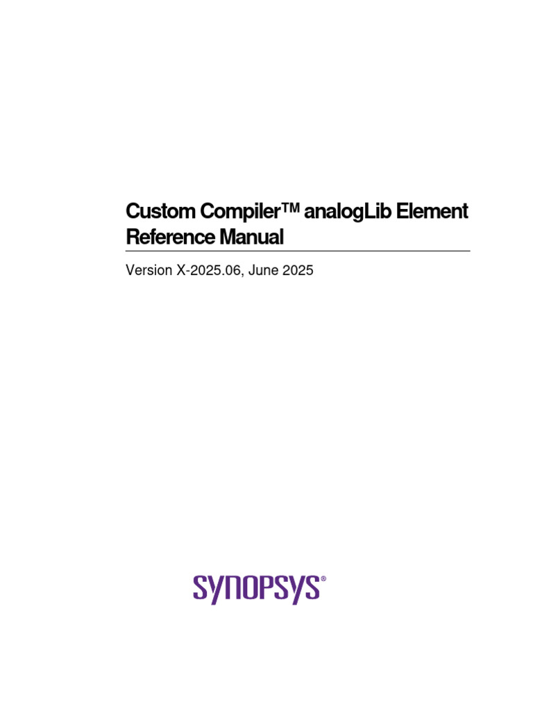 Custom Compiler analogLib Manual X-2025 | PDF | License | Electrical ...