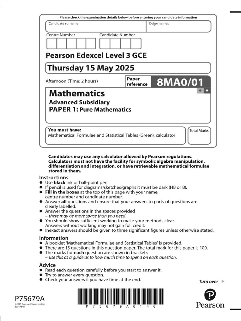 2025 AS Pure Edexcel Maths | PDF