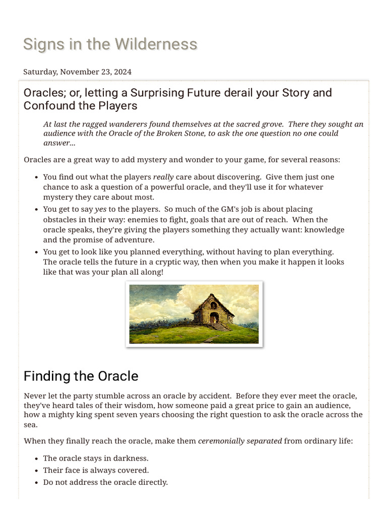 Signs in the Wilderness_ Oracles; or, letting a Surprising Future ...