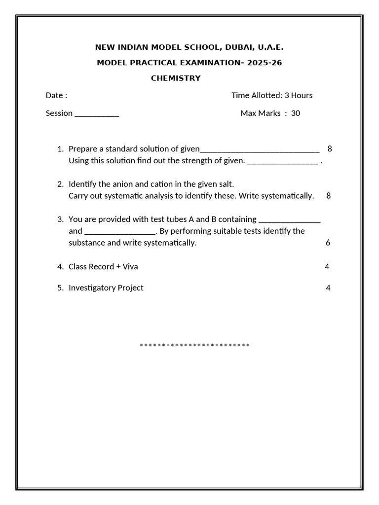 Chemistry Practical Exam 2025-26 Guide | PDF