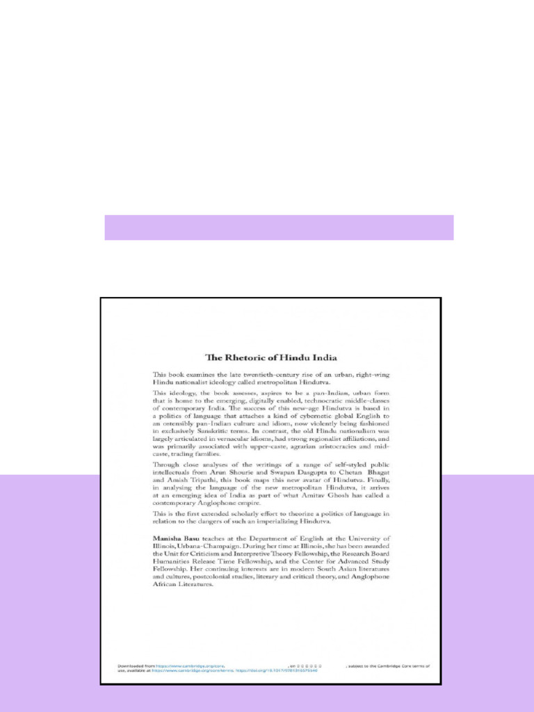 The Rhetoric Of Hindu India Language And Urban Nationalism 1st Edition ...