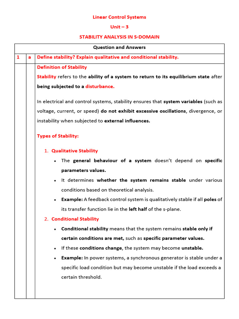 LCS Unit 3 Final Material | PDF | Stability Theory | Algebra
