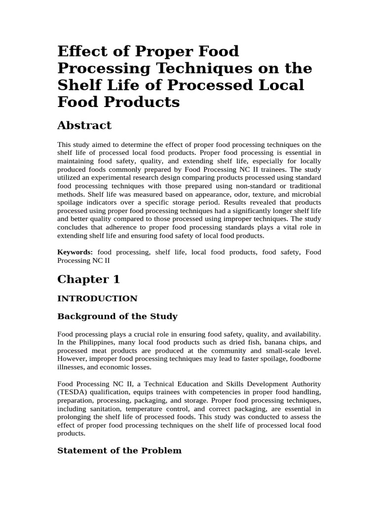Effect of Proper Food Processing Techniques on the Shelf Life of ...