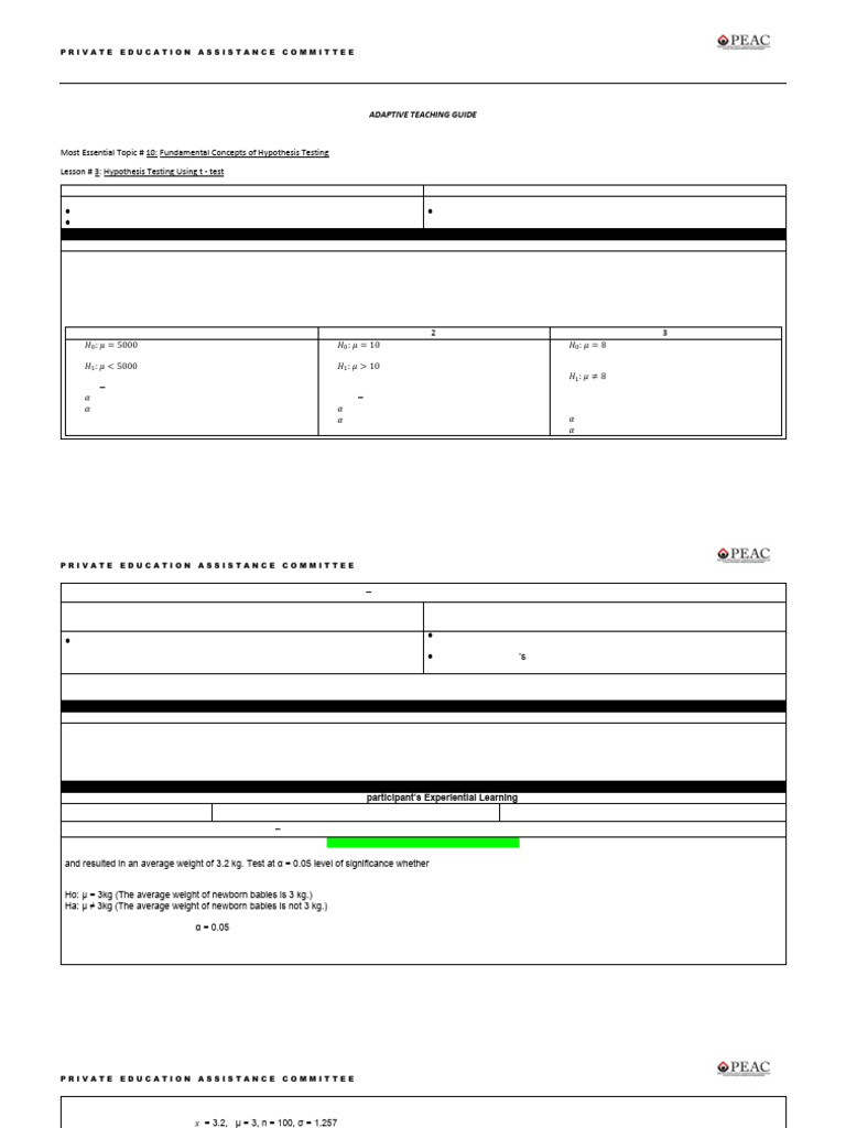 Hypothesis Testing with t-Test Guide | PDF | Hypothesis | Student's T Test