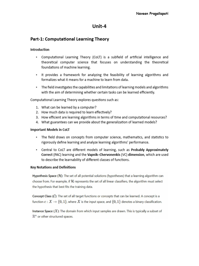 Computational Learning Theory Overview | PDF | Machine Learning | Cognition