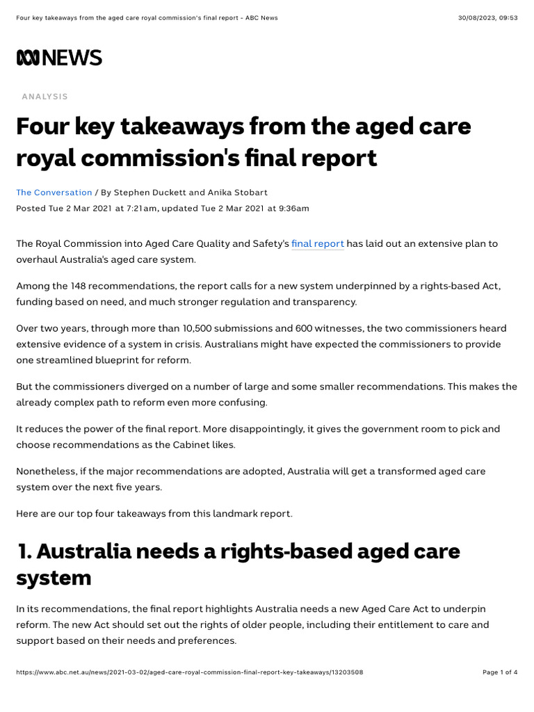 Four Key Takeaways From the Aged Care Royal Commission's Final Report ...