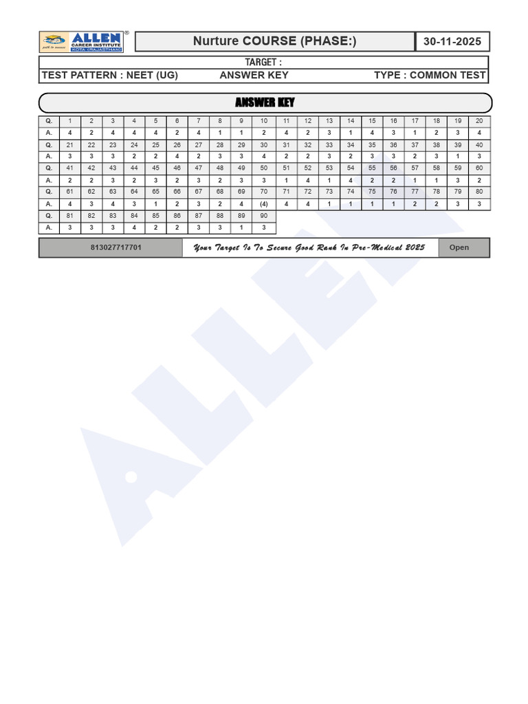 NEET UG 2025 Answer Key Guide | PDF