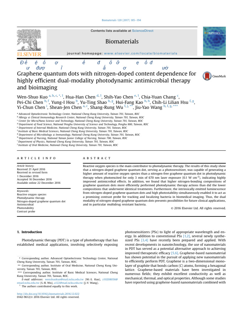 2017 Graphene Quantum Dots With Nitrogen-doped Content Dependence | PDF ...