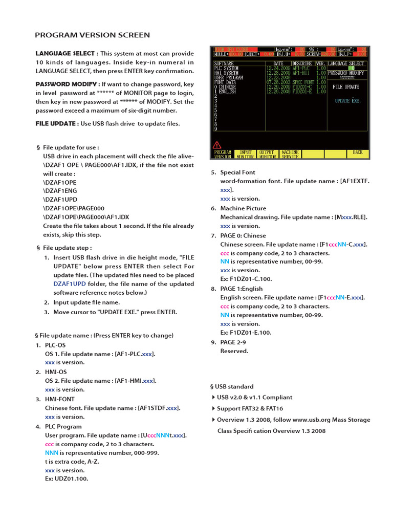USB File Update and Language Settings Guide | PDF | Computer File ...