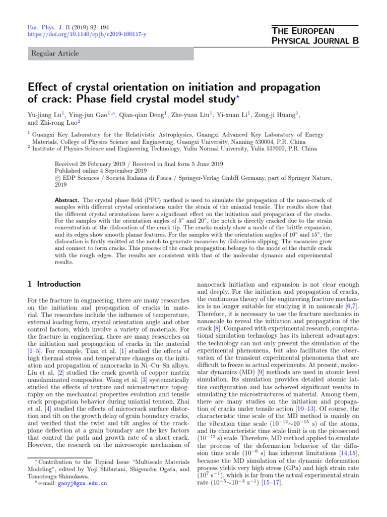 Crystal Orientation Effects on Crack Propagation | PDF | Fracture ...