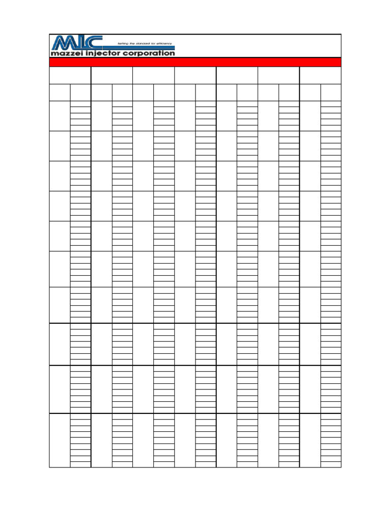 Injector Performance Data Table | PDF | Industrial Equipment | Liquids