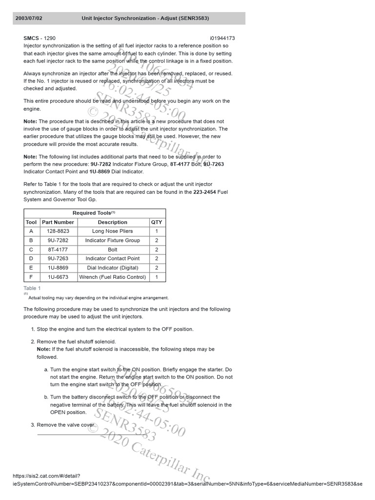 Injector Synchronization Procedure Guide | PDF | Engines | Machines