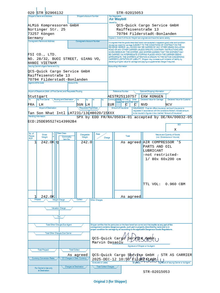 Air Waybill Shipping Document Details | PDF | Cargo
