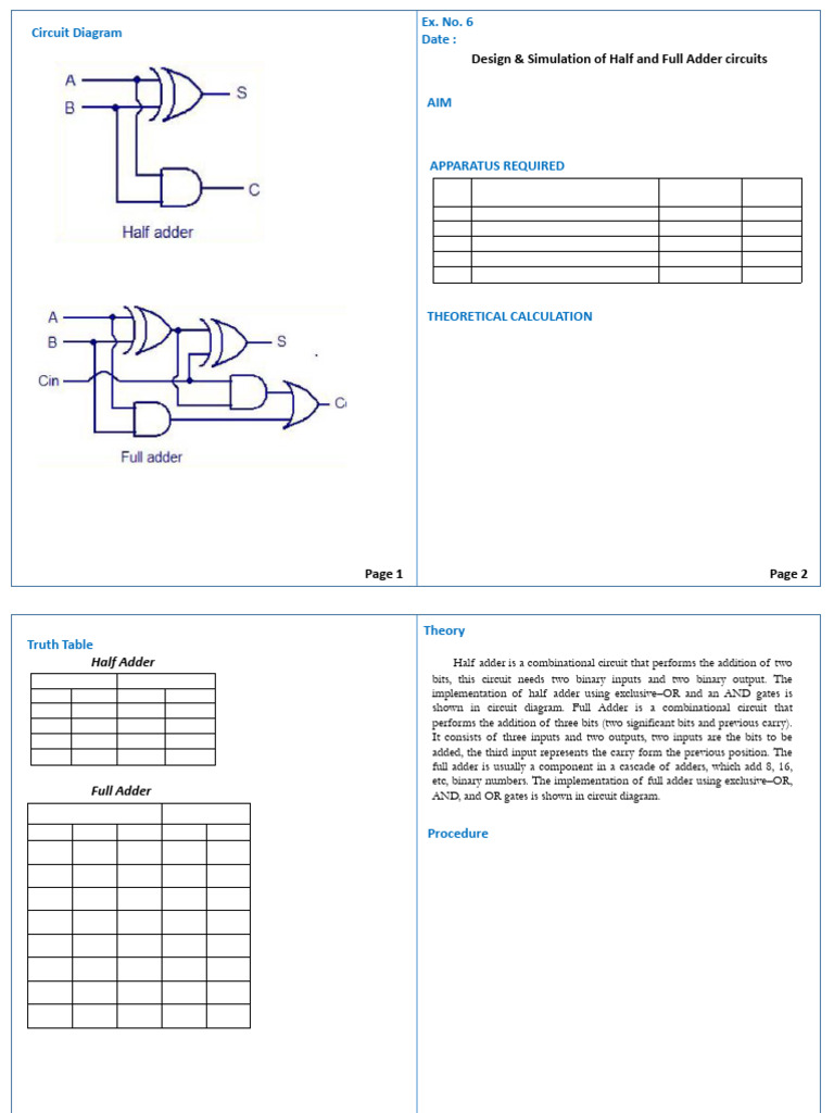 Simulation Exp. 6 (Digital Addition) | PDF | Electrical Circuits ...