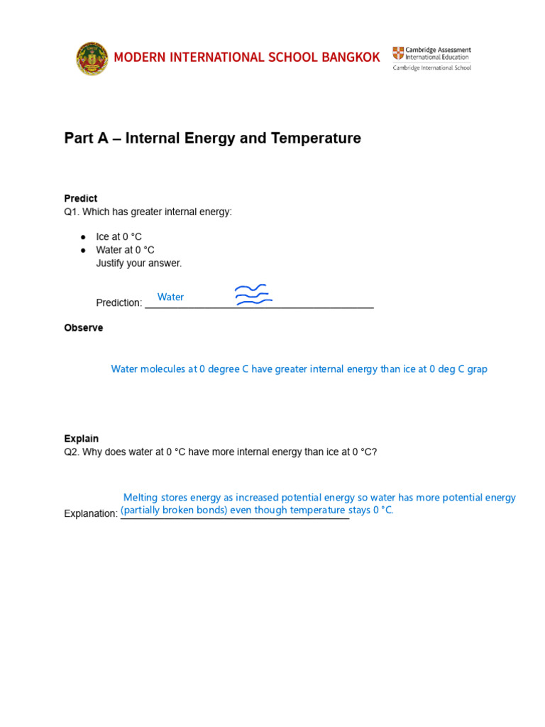 Internal Energy and Temperature Concepts | PDF | Gases | Temperature