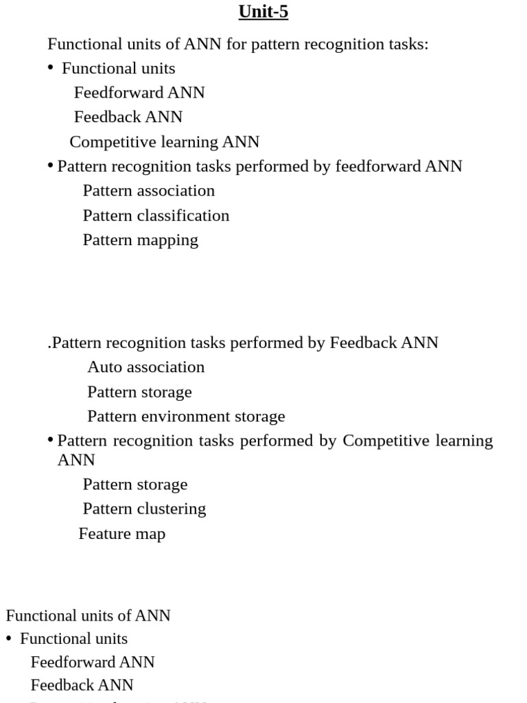ANN Functional Units for Pattern Recognition | PDF | Pattern ...
