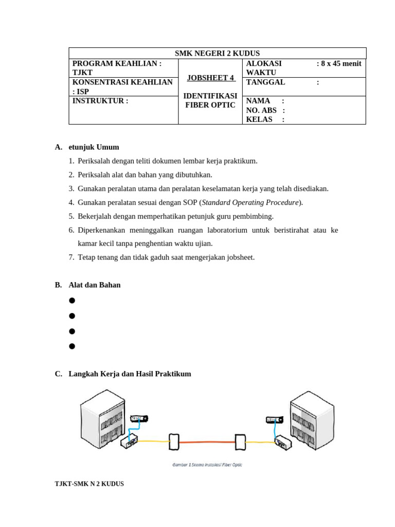 Jobsheet 4 - Identifikasi Kabel Fo | PDF