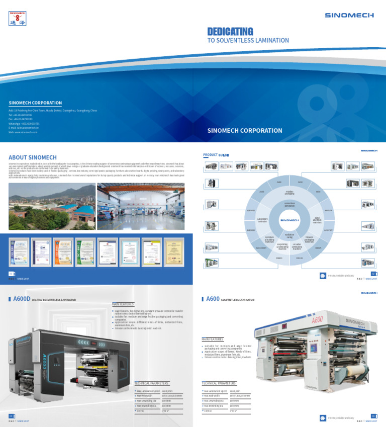Solventless Laminating Solutions by Sinomech | PDF | Lamination | Coating